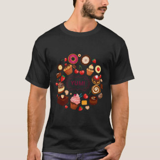 Camiseta Postres Yum Cup Helados Helados Helados Cerezo