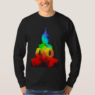 Camiseta Postura de Yoga Amor Arcoíris Buda T Namaste
