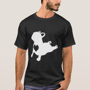 Camiseta Postura de Yoga Bulldog con Corazón de Amor Regalo