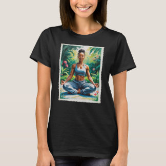 Camiseta Postura de Yoga Serena en un Jardín Hermoso