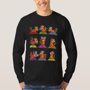 Camiseta Posturas de Yoga de Panda Rojo Deporte Gimnasia Oh