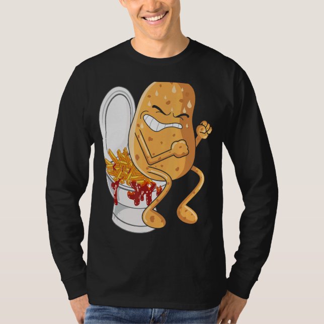 Camiseta Potato Pooping Fries Francesas Alimentos fritos de (Anverso)