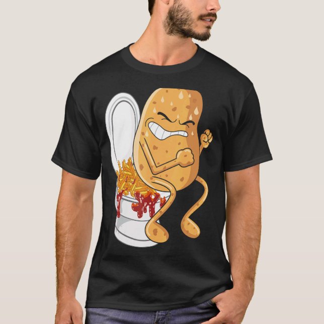 Camiseta Potato Pooping Fries Francesas Alimentos fritos de (Anverso)