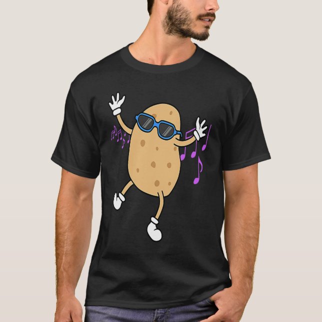 Camiseta Potatoe Dancing Music Notes Cuesta Vegetable Hobby (Anverso)
