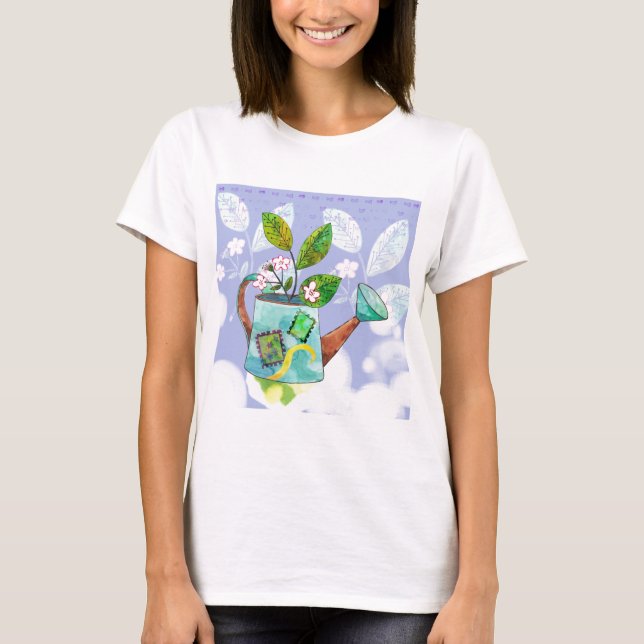 Camiseta Pote de flores de la regadera - ilustracion de la (Anverso)