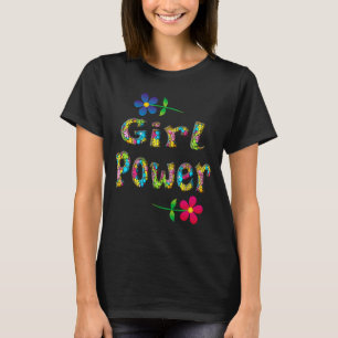Camiseta Potencia Chica 3D floral colorida