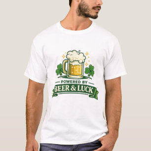 Camiseta Potenciado por Cerveza y Suerte Día Divertido de S