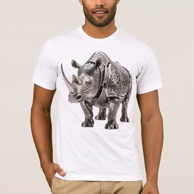 Camiseta Potente rinoceronte de plata celta con intrincado  (Anverso)