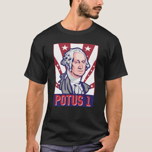 Camiseta Poto 1 4 De Julio Primer Presidente Washington (Anverso)