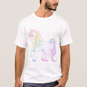 Camiseta Potro coloreado arco iris lindo del unicornio del