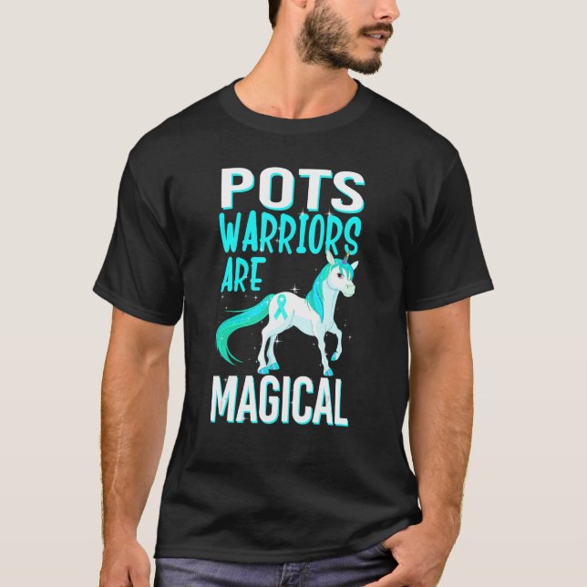 Camiseta POTS Warrior Magnífico Unicornio Cinta Turquesa Dy (Anverso)