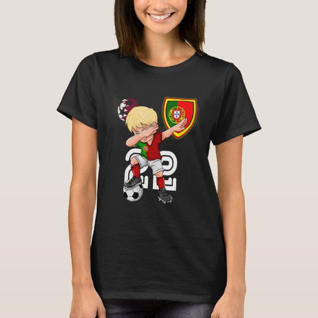 Camiseta Poturgal Dabbing Soccer Boy Portugese Flag Footbal (Anverso)