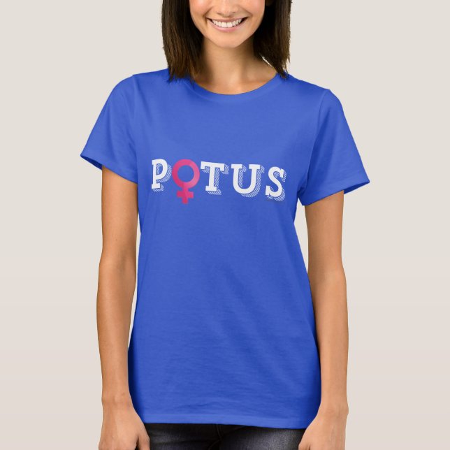 Camiseta POTUS Hillary '16 (símbolo femenino del género) (Anverso)
