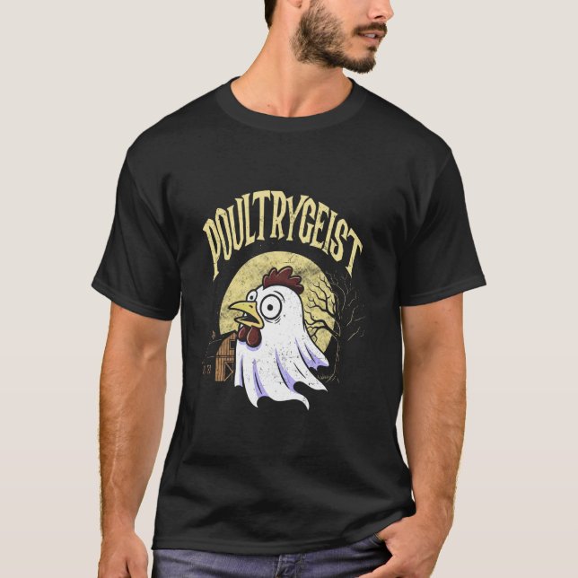Camiseta Poultrygeist Pollo Funny Fantasma Halloween Granja (Anverso)