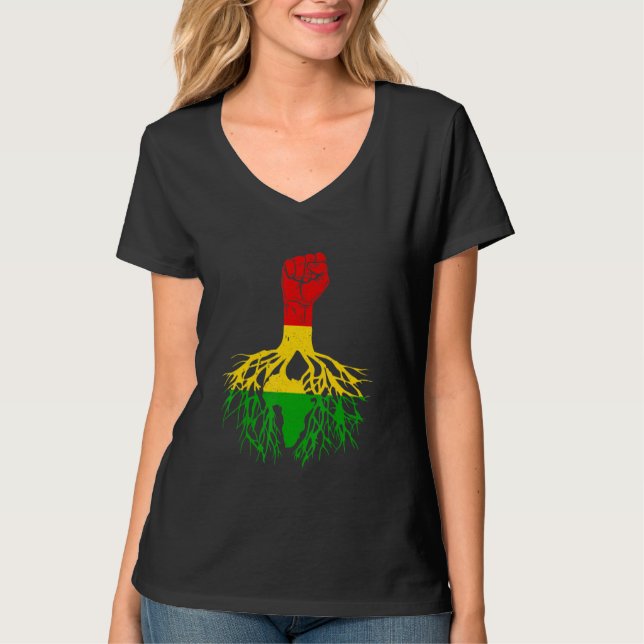 Camiseta Power Fist Africa Roots Melanin Queen King Black H (Anverso)