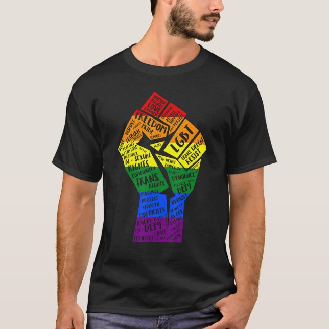 Camiseta Power Fist Lgbt Gay Lesbian Transgender Bisexual P (Anverso)