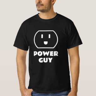 Camiseta Power Guy enchufe. divertida camiseta par