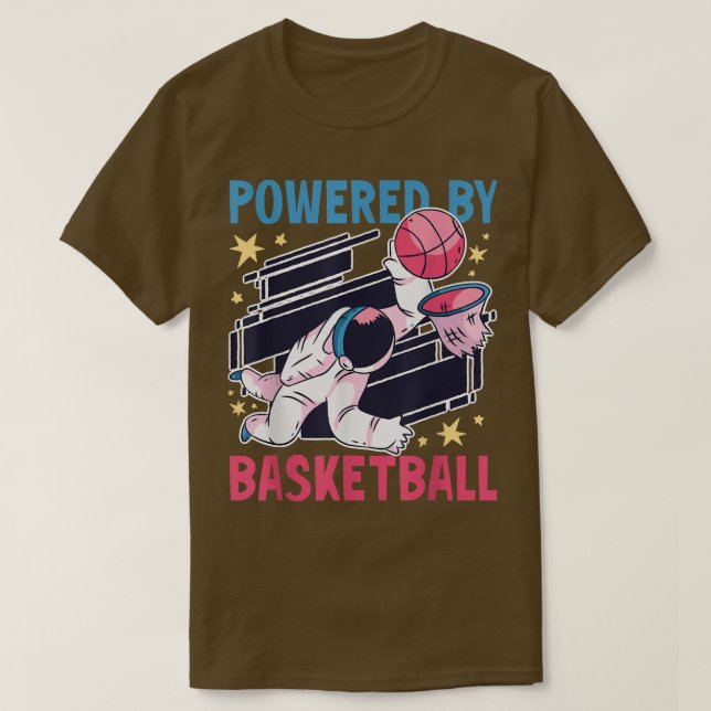 Camiseta Powered by Basketball with a Astronaut  (Diseño del anverso)