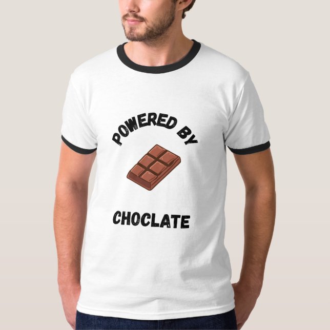 Camiseta Powered By Chocolate | Funny Design  (Anverso)