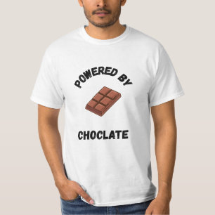 Camiseta Powered By Chocolate   Funny Design
