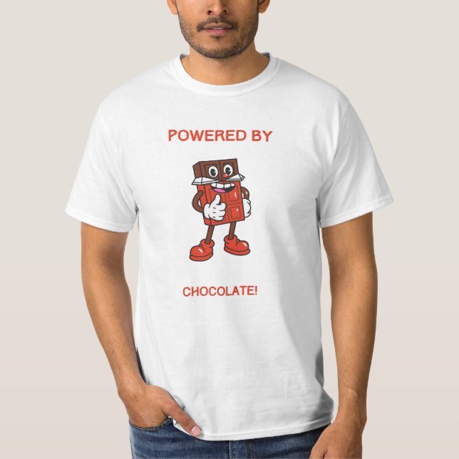 Camiseta Powered By Chocolate | Funny Design (Anverso)