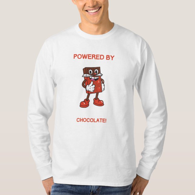 Camiseta Powered By Chocolate | Funny Design (Anverso)