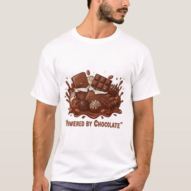 Camiseta Powered by Chocolate – National Chocolates Day Art (Anverso)