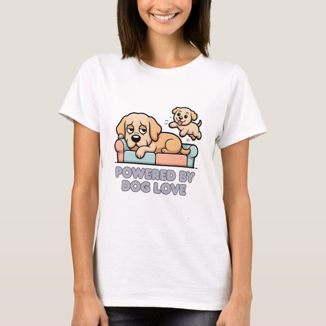 Camiseta Powered By Dog Love Cute Puppy Funny Dog Mom Lover (Anverso)