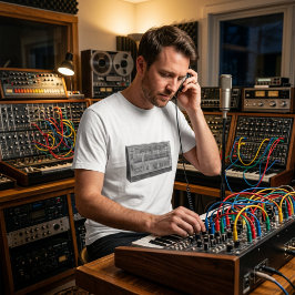 Camiseta Powered by Oscillators – Vintage Semi Modular Synt