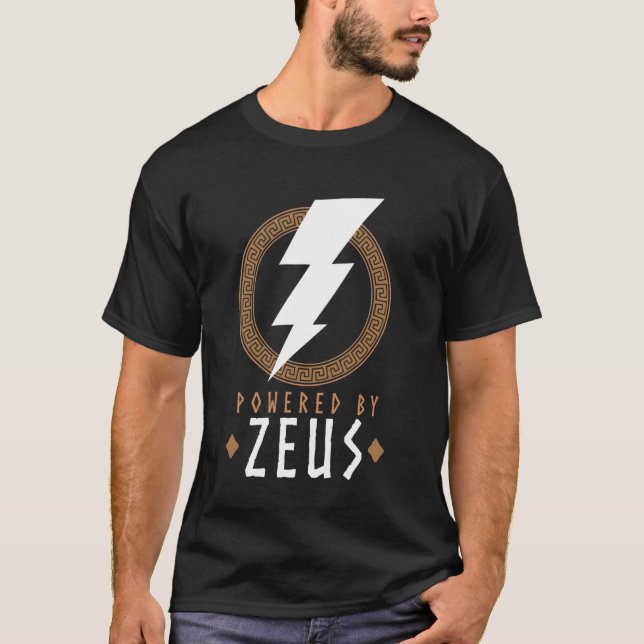 Camiseta Powered by Zeus Lightning Bolt Mythology (Anverso)