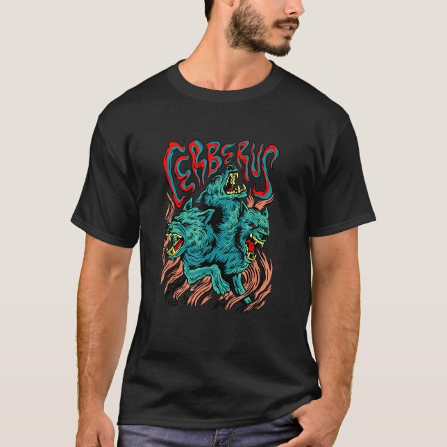 Camiseta Powerful Zerberus Cerberus Three Headed Helldog An (Anverso)