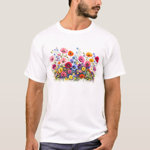 Camiseta Prado de flores silvestres con floraciones natural