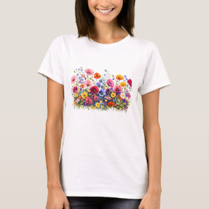 Camiseta Prado de flores silvestres con floraciones natural