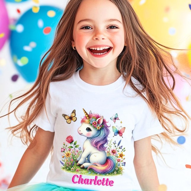 Camiseta Prado de flores silvestres de unicornio con brillo (Subido por el creador)