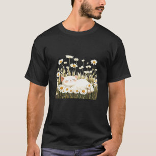 Camiseta Prado de Margaritas Bonitas con Gato Divertido y S