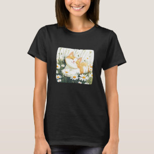 Camiseta Prado de margaritas con gato en verano para niños