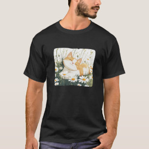 Camiseta Prado de margaritas con gato en verano para niños