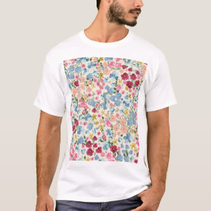 Camiseta Prado de verano medio, patrón de planta florecient