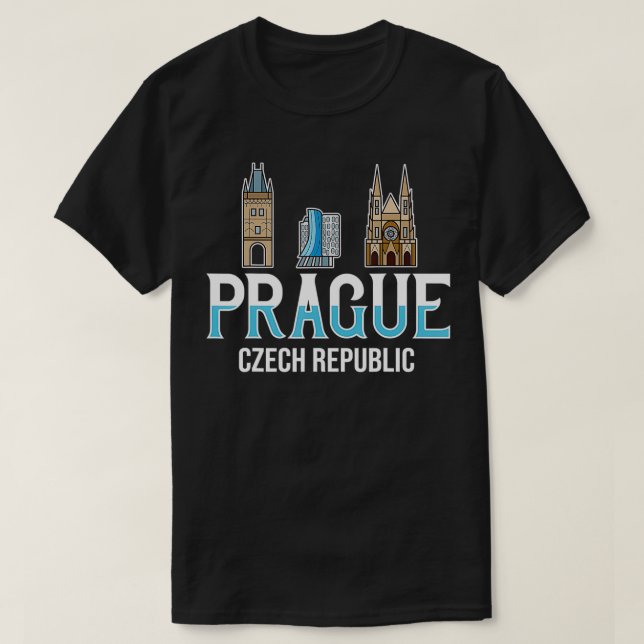 Camiseta Prague Czech Republic City Skyline Map Travel  (Diseño del anverso)
