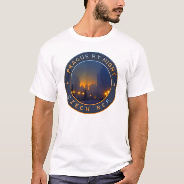 Camiseta Praha de noche. Praga de la República Checa (Anverso)