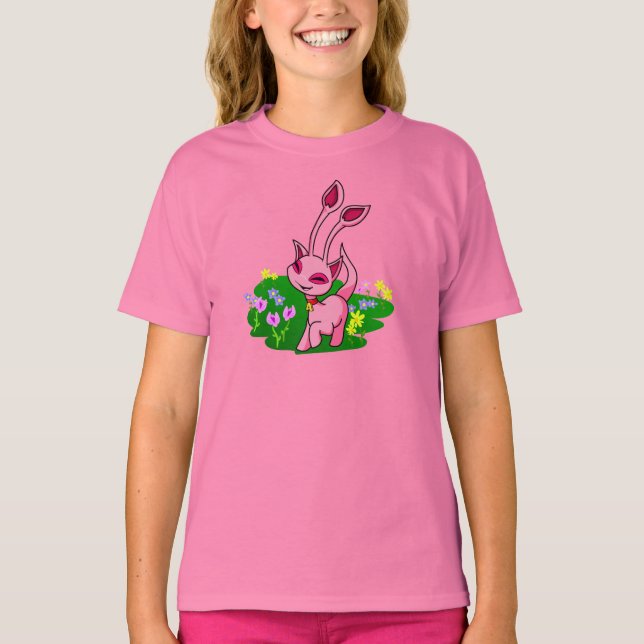 Camiseta Prangando Aisha rosa a través de flores (Anverso)