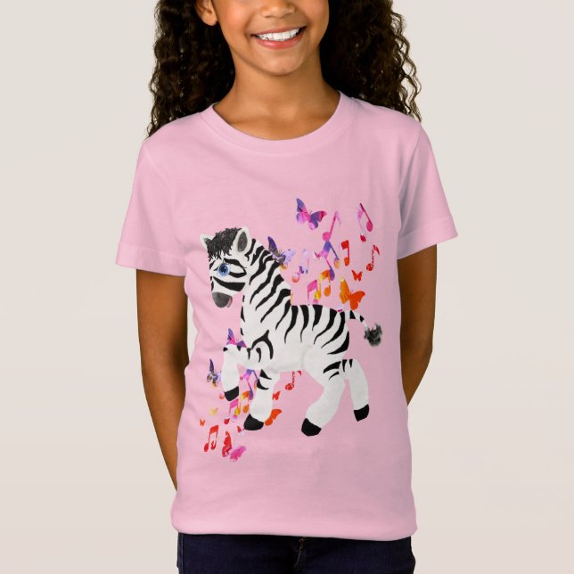 Camiseta Praning Zebra with Watercolor Notes & Butterflies (Anverso)