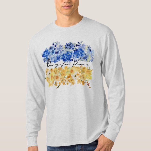 Camiseta Pray for Peace & Peace in Ukraine & Watercolours. (Anverso)