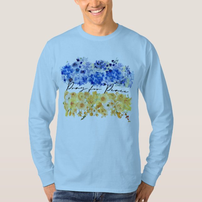Camiseta Pray for Peace & Peace in Ukraine & Watercolours. (Anverso)