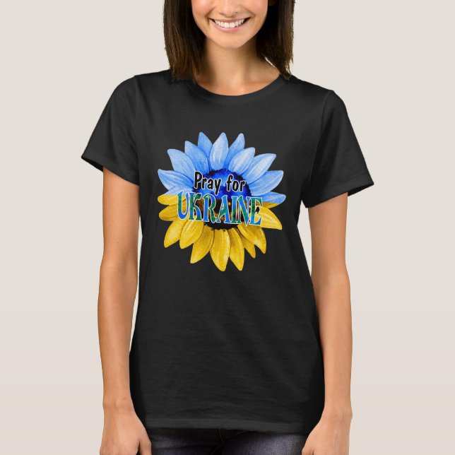 Camiseta Pray For Ukraine Blue And Yellow Sunflower (Anverso)
