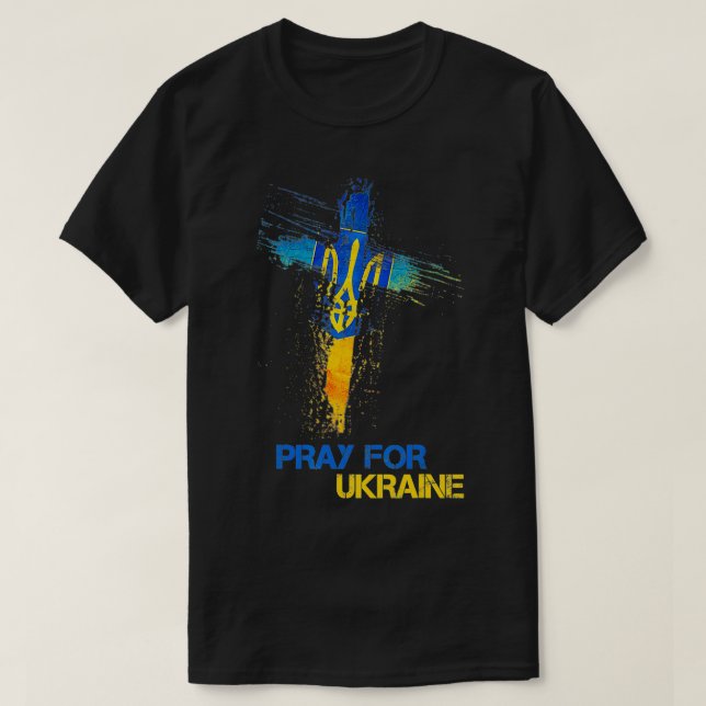 Camiseta Pray For Ukraine God Bless Ukraine Ukrainian Flag  (Diseño del anverso)