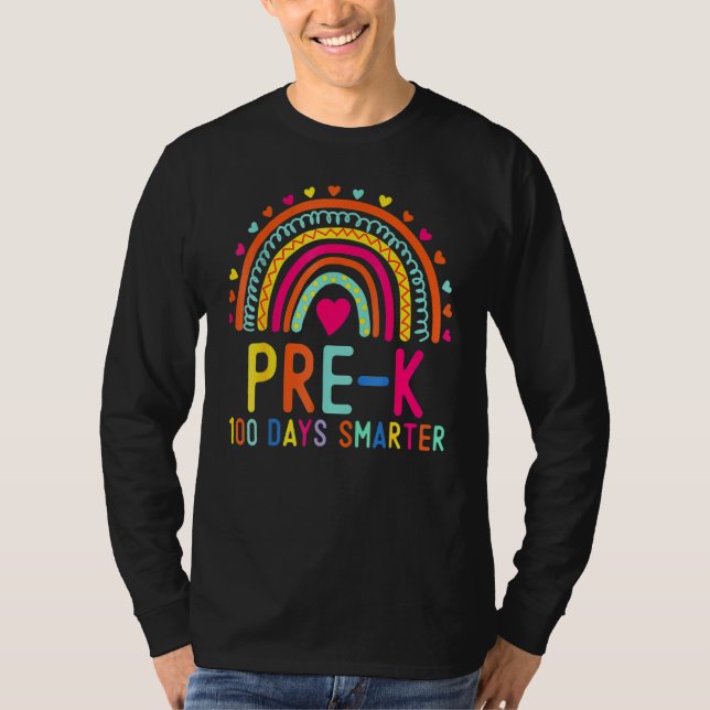 Camiseta Pre K 100 Days Smarter Rainbow Teacher 100th Day O (Anverso)