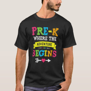 Camiseta Pre-K Donde La Aventura Comienza De Nuevo A La Esc