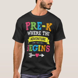 Camiseta Pre-K Donde La Aventura Comienza De Nuevo A La Esc