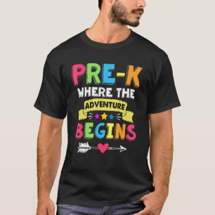 Camiseta Pre K Donde La Aventura Comienza De Nuevo A La Esc